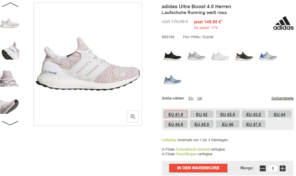 adidas UltraBoost 4.0 – White / Scarlet Red