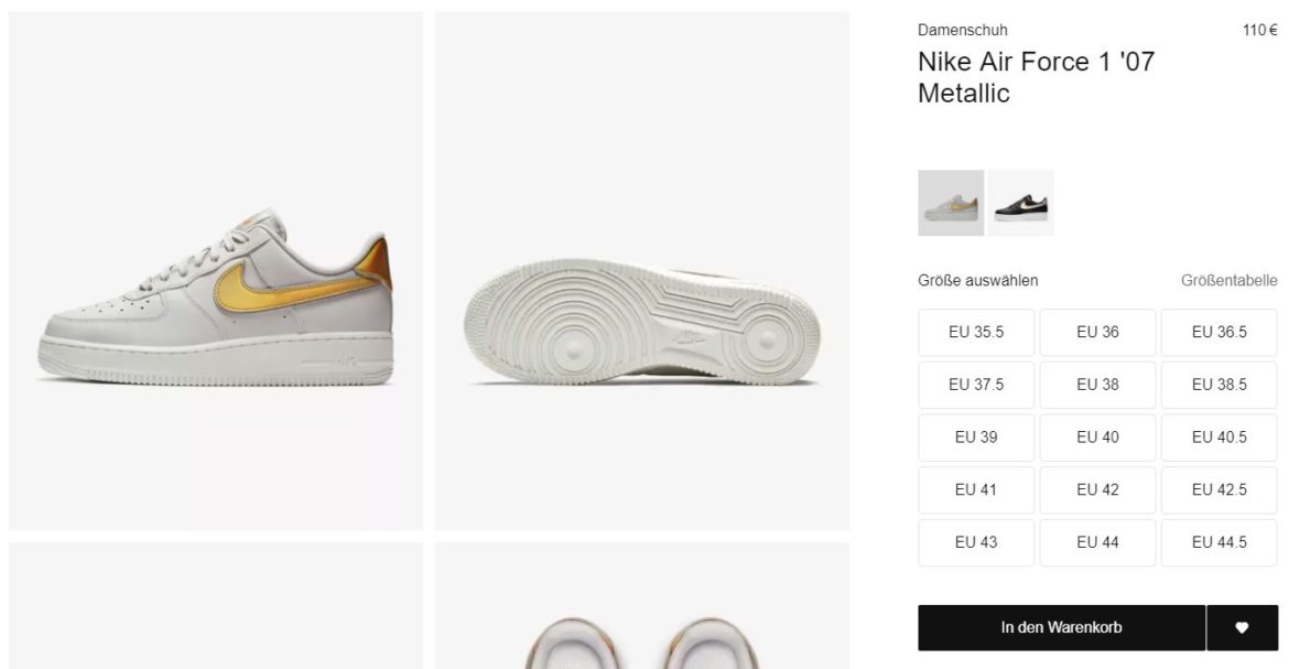 nike air force 1 gray and gold