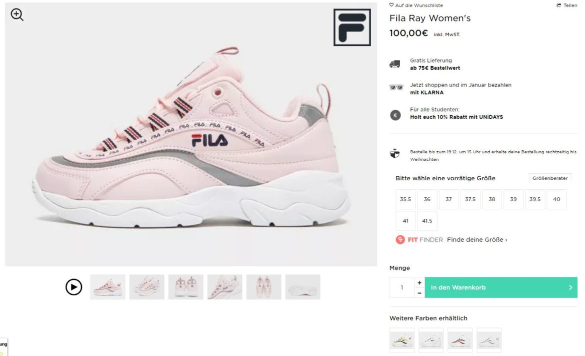 fila pink ray trainers