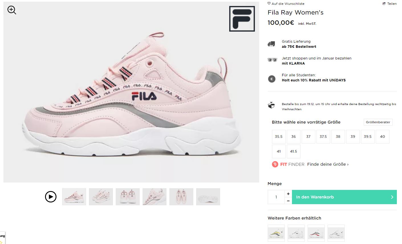 fila ray pink trainers