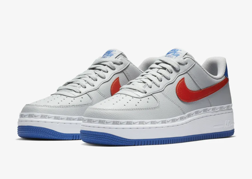grey red nike air force 1