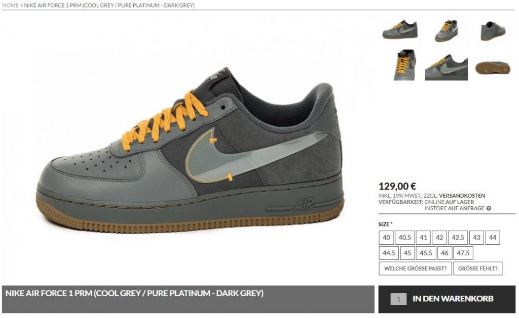 grey nike air force 1 size 5