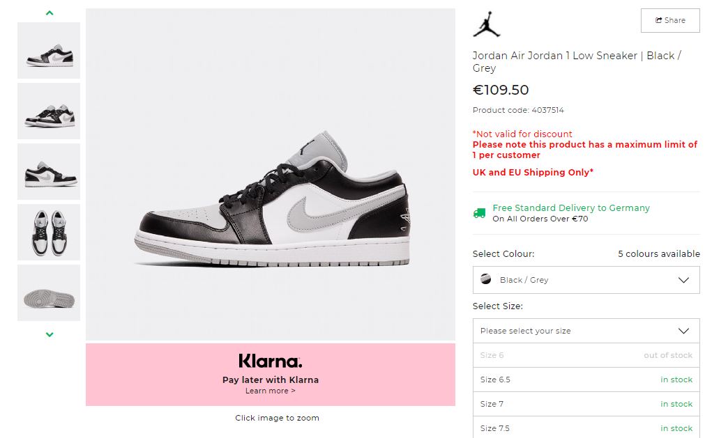 sneaker klarna