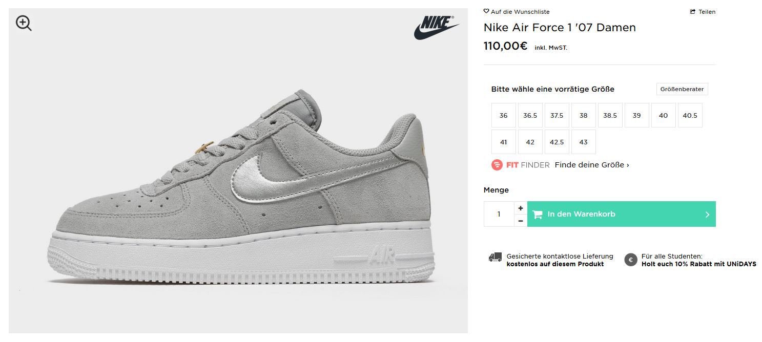 air force 1 womens gray