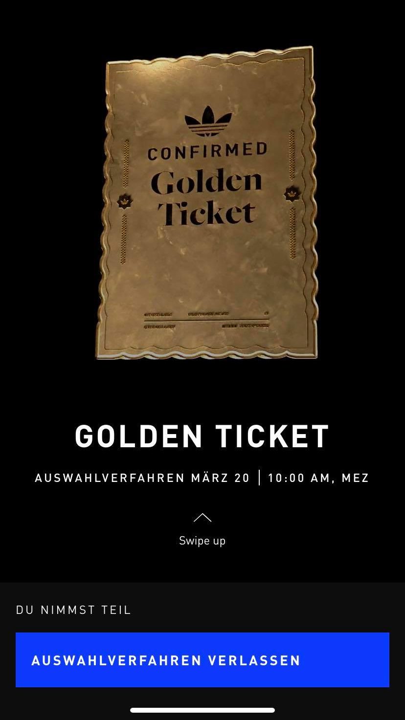 adidas Confirmed Golden Ticket â Die Garantie auf das nÃ¤chste 